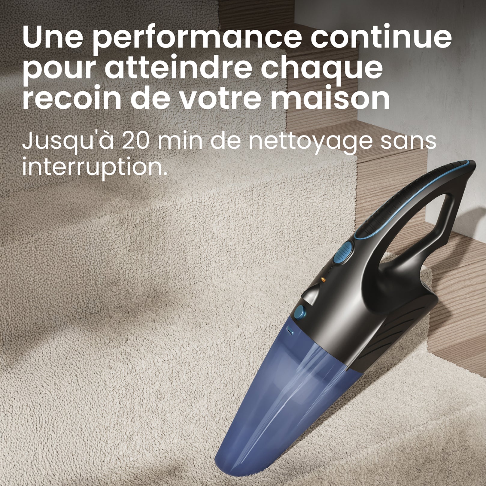 Aspirateur à main sans fil miwa avec forte puissance d'aspiration / Aspirateur sans sac pour les endroits difficiles d'accès / Autonomie jusqu'à 20 minutes