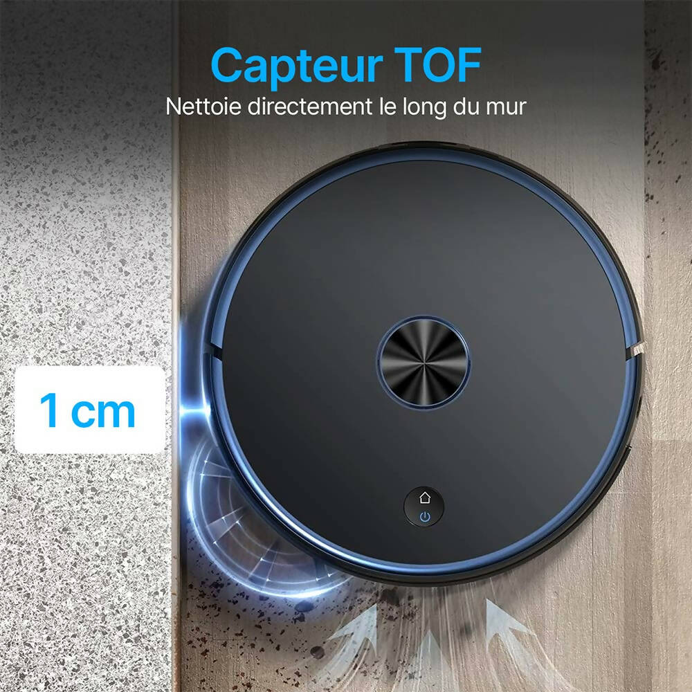 Robot aspirateur sans fil / Station d’auto-vidage / Bac à poussière de 3,5 L / 250 minutes d'autonomie / 3500 Pa / Navigation Lidar / Compatible avec Alexa & Applis