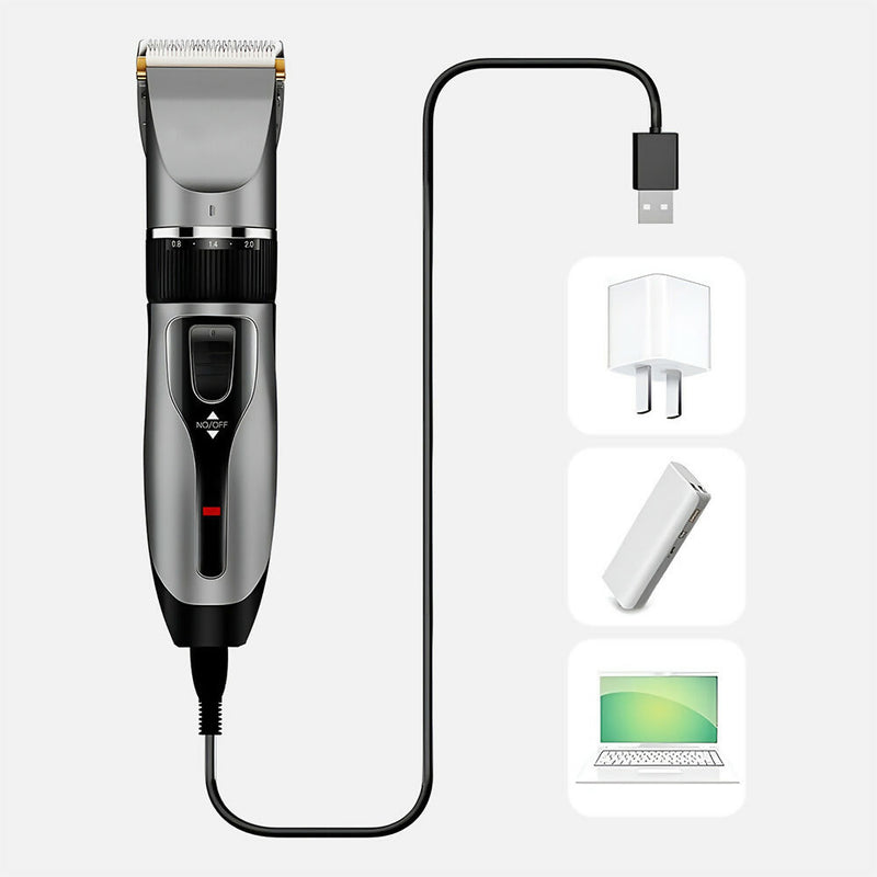 Tondeuse électrique pour hommes / Rechargeable / Tondeuse barbe sans fil / Lame en titane auto-affûté / Avec 4 sabots, un peigne, une brosse & une éponge