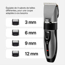 Tondeuse électrique pour hommes / Rechargeable / Tondeuse barbe sans fil / Lame en titane auto-affûté / Avec 4 sabots, un peigne, une brosse & une éponge