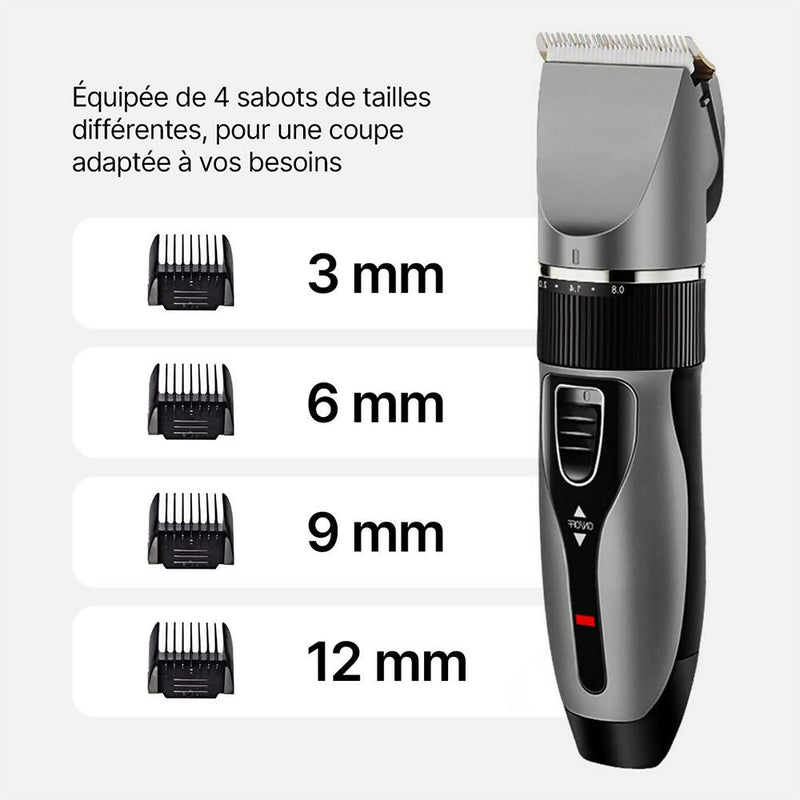 Tondeuse électrique pour hommes / Rechargeable / Tondeuse barbe sans fil / Lame en titane auto-affûté / Avec 4 sabots, un peigne, une brosse & une éponge