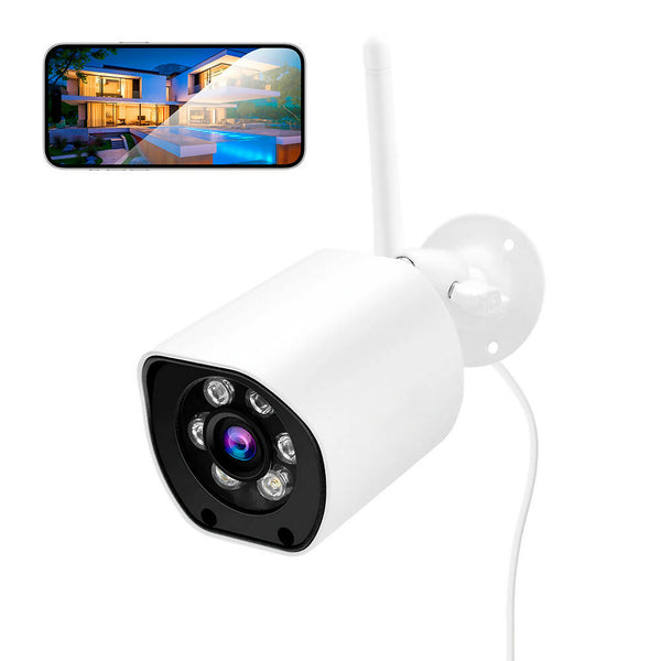 Caméra de surveillance extérieure 5MP / Vision nocturne en couleurs / Détecteur de personnes avec alarmes / Audio bidirectionnel / Contrôlé par application / Étanche