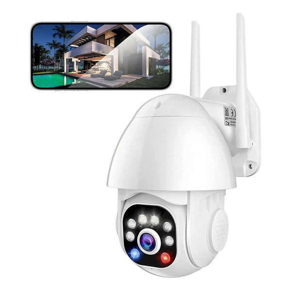 Caméra de surveillance extérieure 2K / Alimentée par câble / Caméra Wi-Fi étanche avec audio bidirectionnel / Surveillance extérieure avec vision nocturne et capteur de mouvement