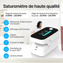 Oxymètre de pouls / Moniteur d'oxygène sanguin / Oxymètre pour doigt / Avec affichage OLED / Professionnel et de haute précision / Idéal pour les familles, les personnes âgées et les hôpitaux
