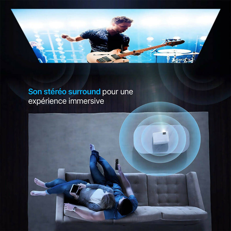 Mini Vidéoprojecteur Full HD / Home Cinema 1080P, 7000 lumens / Projecteur vidéo portable avec écran 250” / Compatible iOS, Android, HDMI, TV, USB, PS5 / Screen Mirroring