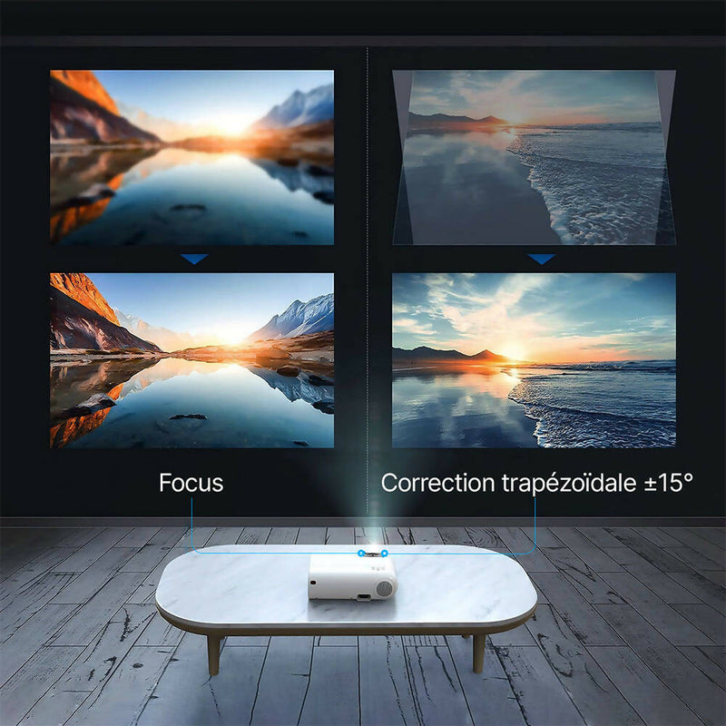 Mini Vidéoprojecteur Full HD / Home Cinema 1080P, 7000 lumens / Projecteur vidéo portable avec écran 250” / Compatible iOS, Android, HDMI, TV, USB, PS5 / Screen Mirroring